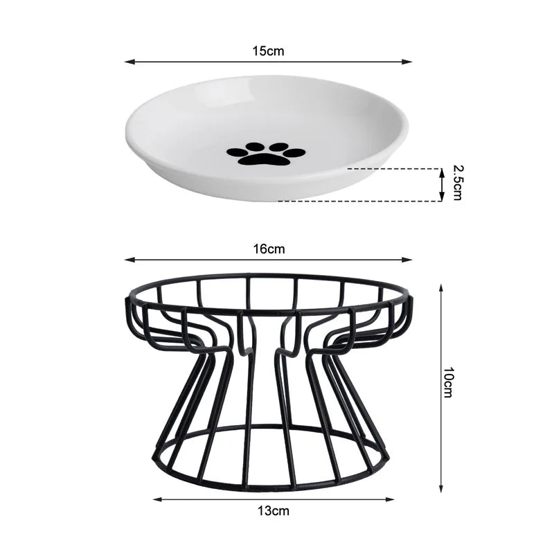Ceramic For Dog Cat Puppy Kitten Elevated Cat Feeder Drinker Pet Feeder Bowl Pet Supplies Cat Food Bowl Water Feeder Container