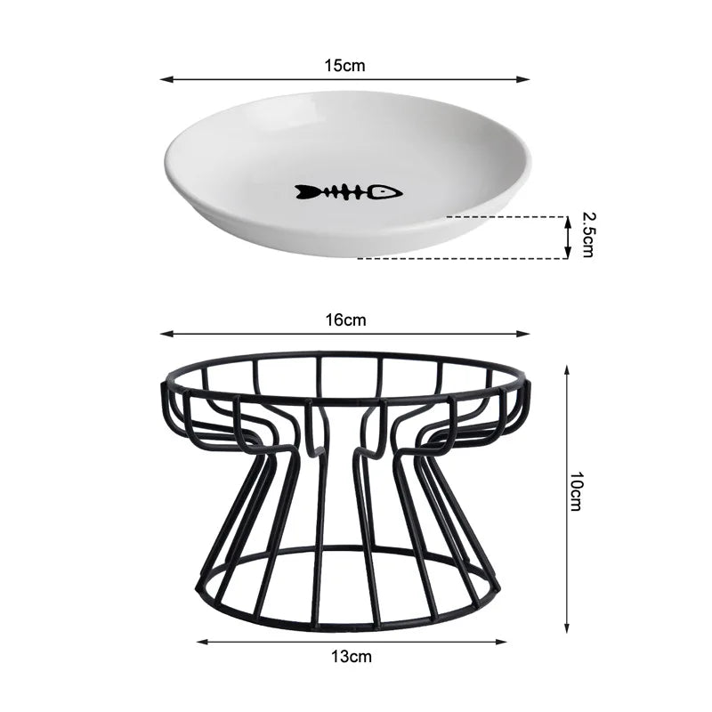 Ceramic For Dog Cat Puppy Kitten Elevated Cat Feeder Drinker Pet Feeder Bowl Pet Supplies Cat Food Bowl Water Feeder Container