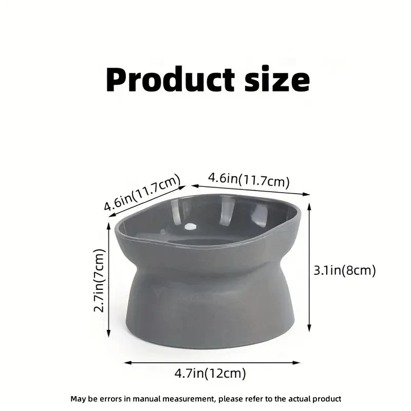 Classic Neck Protection And Anti Rollover Cat Pet Tableware With Large Opening And High Foot Plastic Cat Bowl